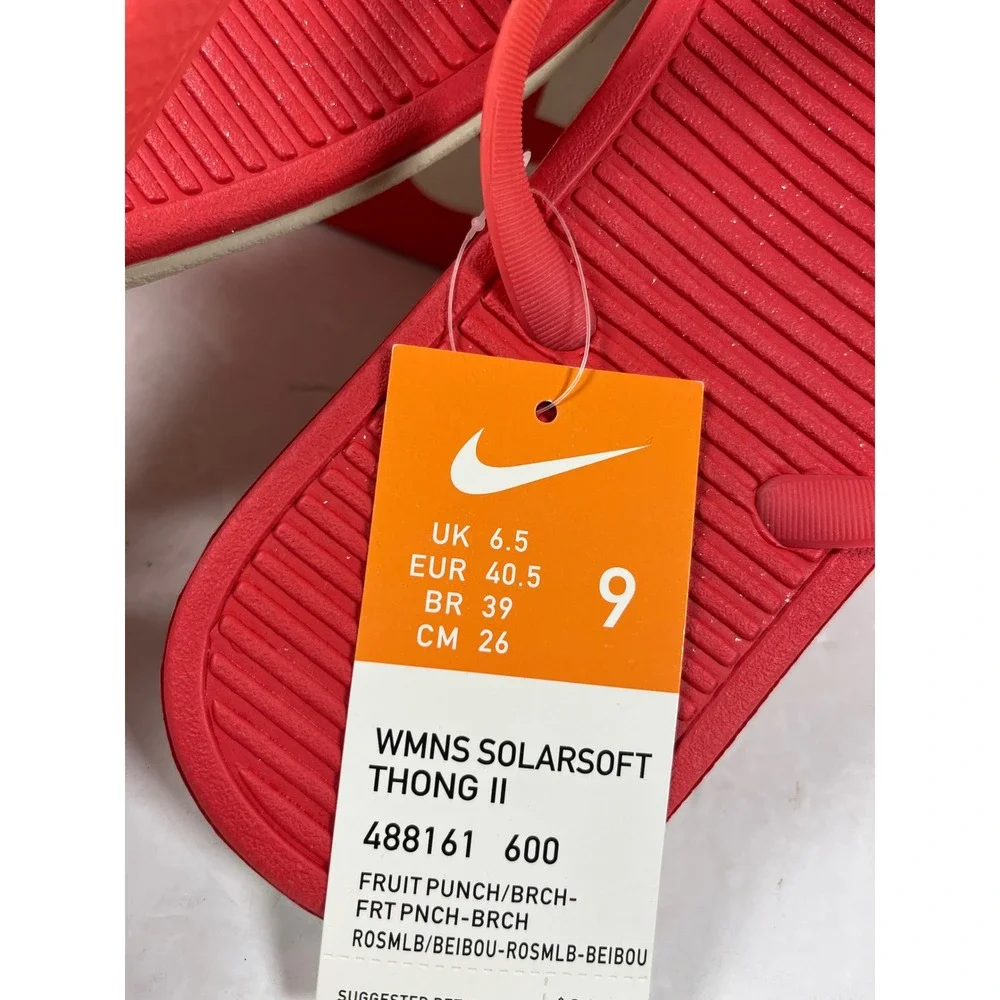 Nike Solarsoft Thong II Womens Flip Flop Sandals Fruit Punch Red 488161-600 9
